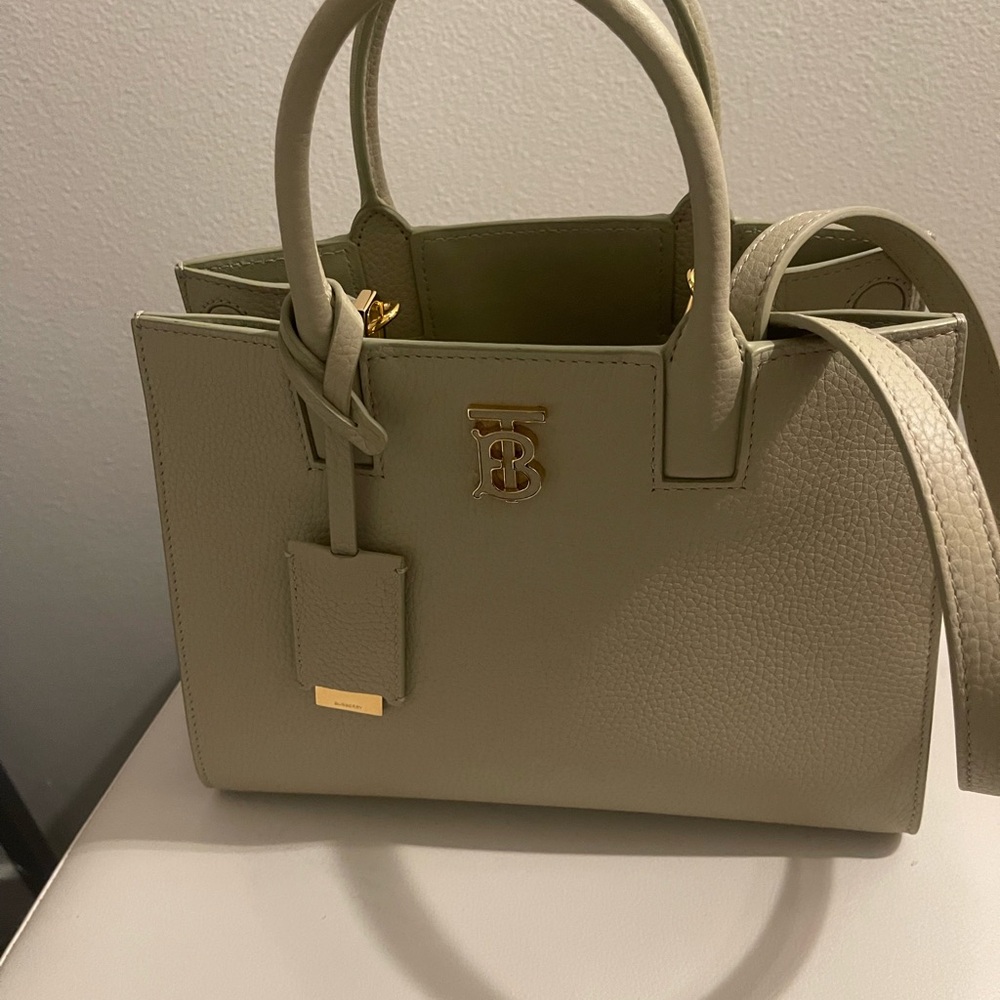 BURBERRY Leather Mini Frances Tote Bag in HUNTER - Picture 4 of 7